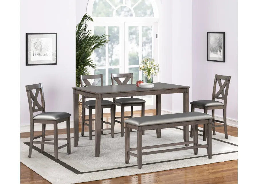 6 Piece Counter Height Dining Set with Bench