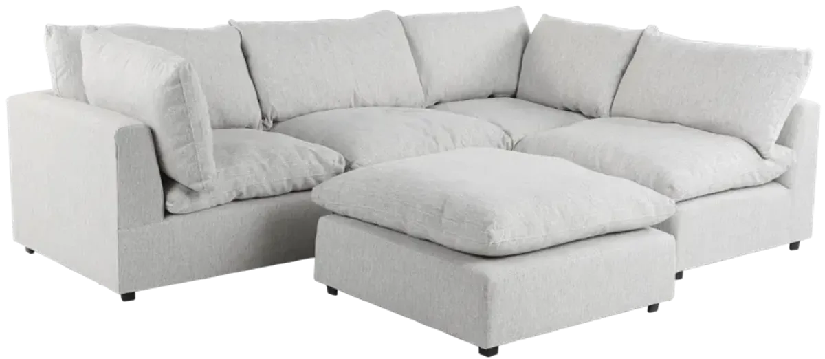 Cloud 5 Piece Modular Sectional - 2 Corners + 2 Armless Chairs + 1 Ottoman