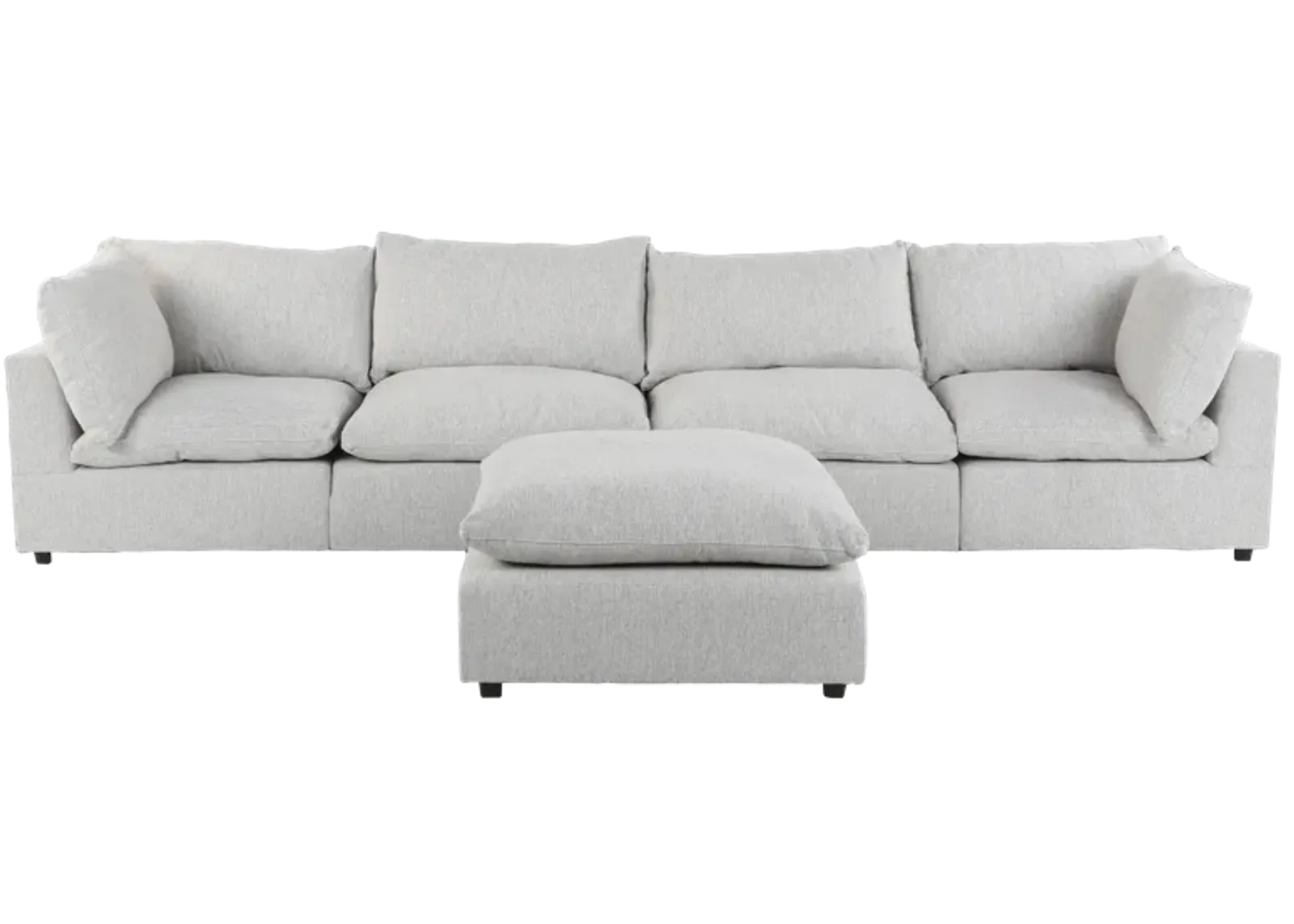 Cloud 5 Piece Modular Sectional - 2 Corners + 2 Armless Chairs + 1 Ottoman