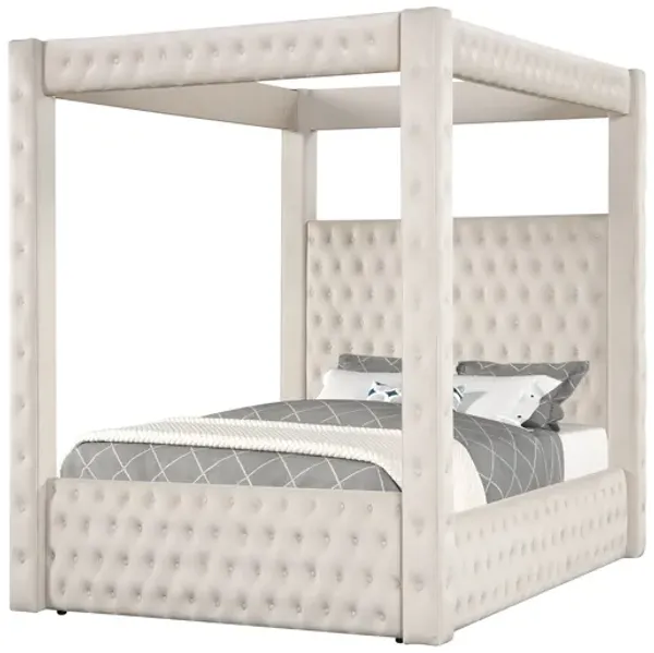 Annabelle - King Canopy Bed - Ivory