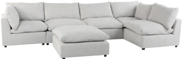 Cloud 6 Piece Modular Sectional - 3 Armless Chairs + 2 Corners + 1 Ottoman