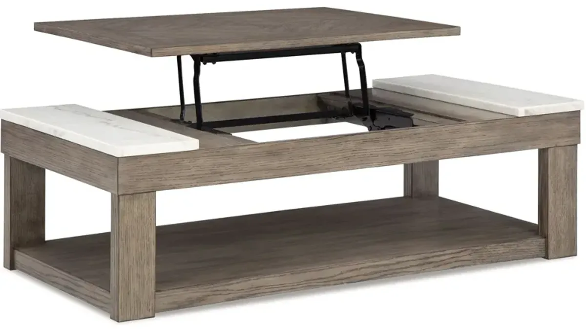 Loyaska - Grayish Brown / White - Lift Top Cocktail Table