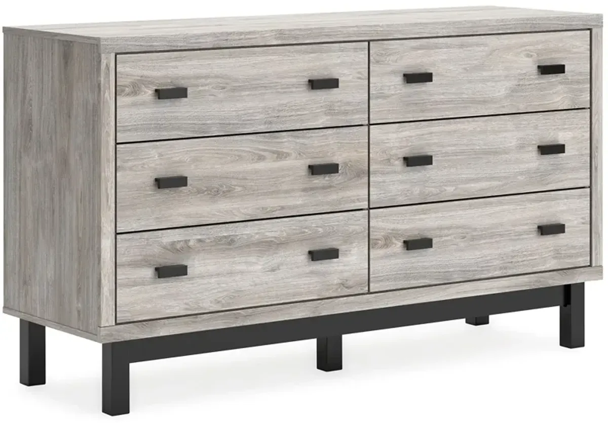 Vessalli - Black / Gray - Six Drawer Dresser