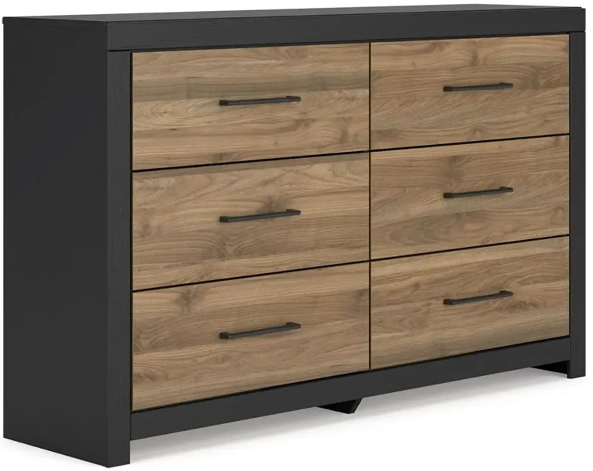 Vertani - Black / Honey Brown - Six Drawer Dresser