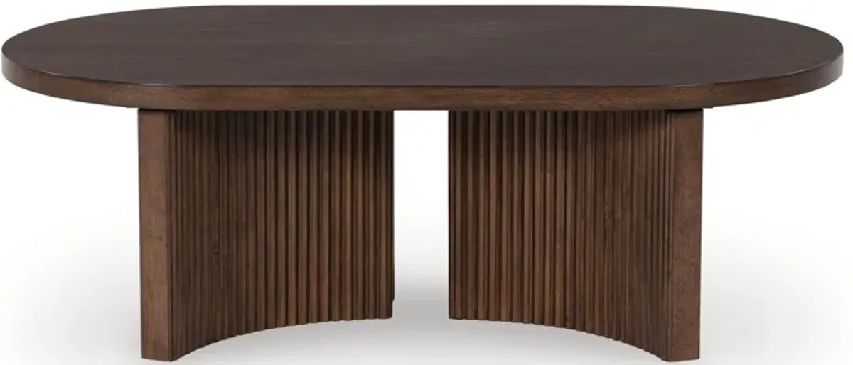 Korestone - Dark Brown - Oval Cocktail Table