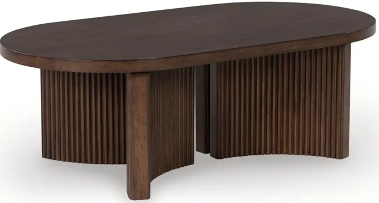 Korestone - Dark Brown - Oval Cocktail Table