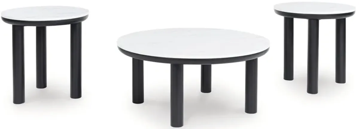 Xandrum - Black / White - Occasional Table Set (Set of 3)