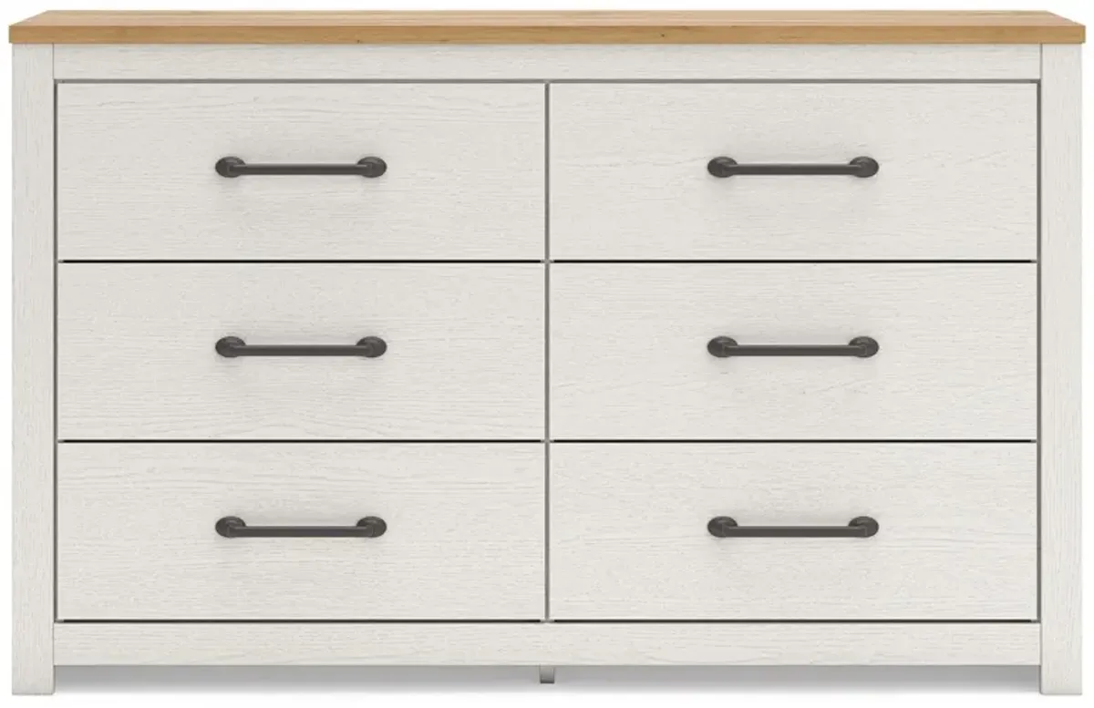 Linnocreek - White / Warm Brown - Six Drawer Dresser