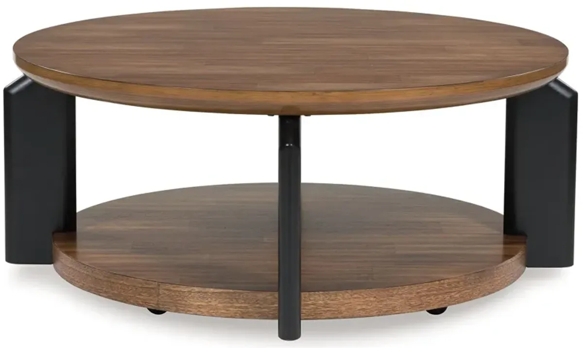 Kraeburn - Brown / Black - Round Cocktail Table
