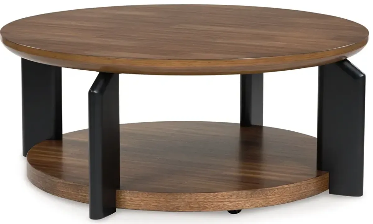 Kraeburn - Brown / Black - Round Cocktail Table