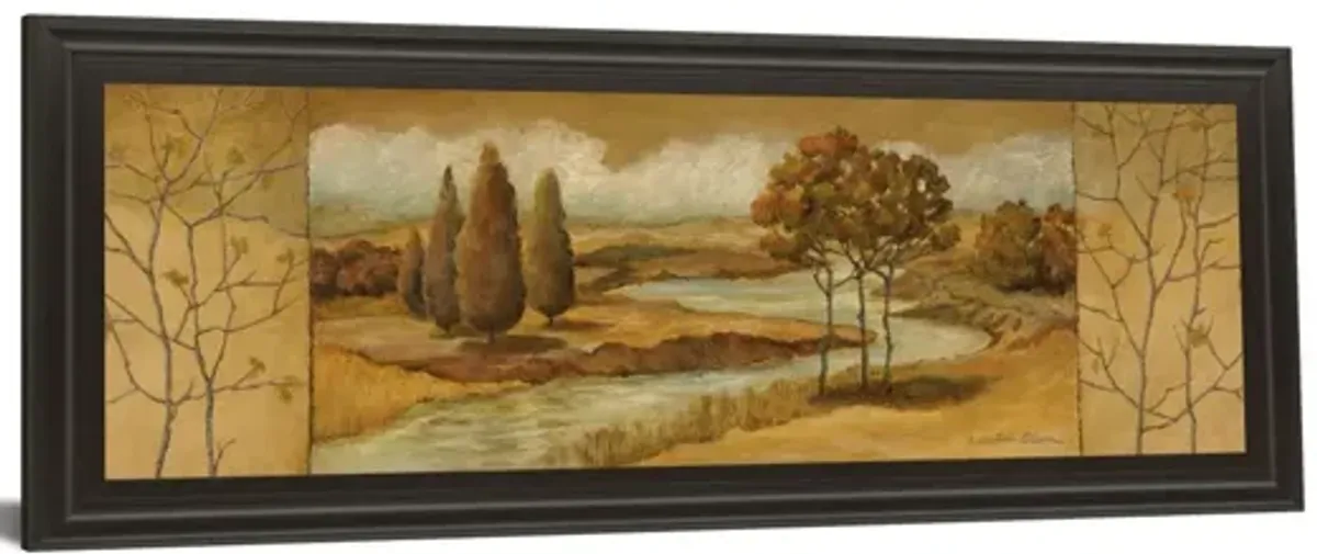 River Scene I - Framed Print Wall Art - Dark Brown