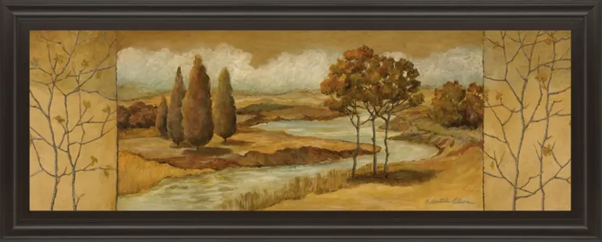 River Scene I - Framed Print Wall Art - Dark Brown