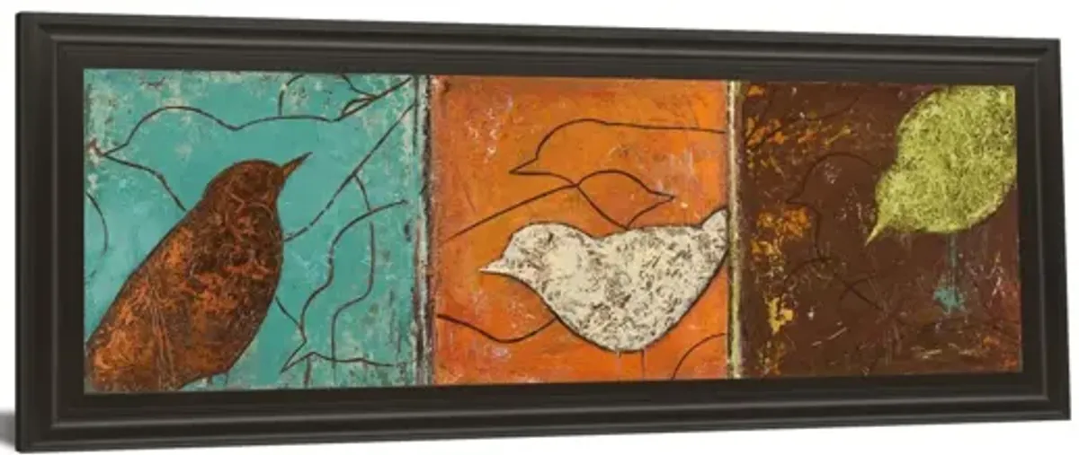 Lovely Birds I By Patricia Pinto - Framed Print Wall Art - Dark Brown