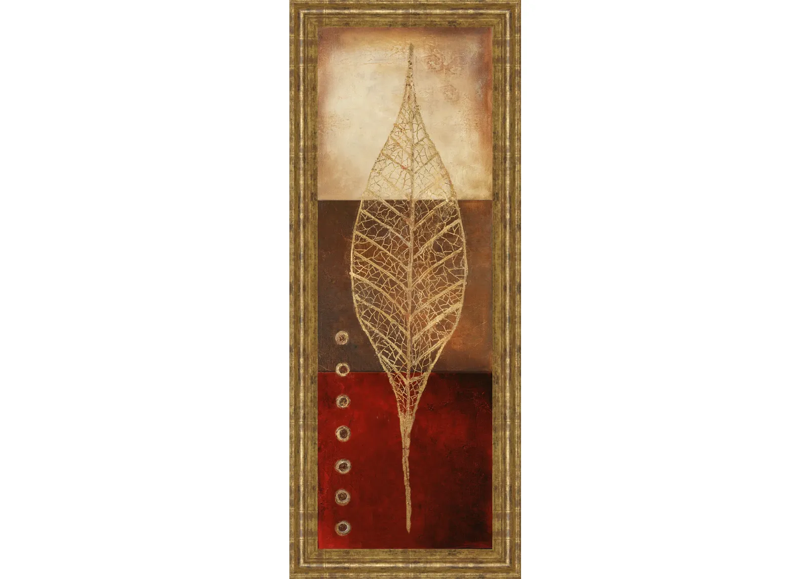 Fossil Leaves Il By Patricia Pinto - Framed Print Wall Art - Red