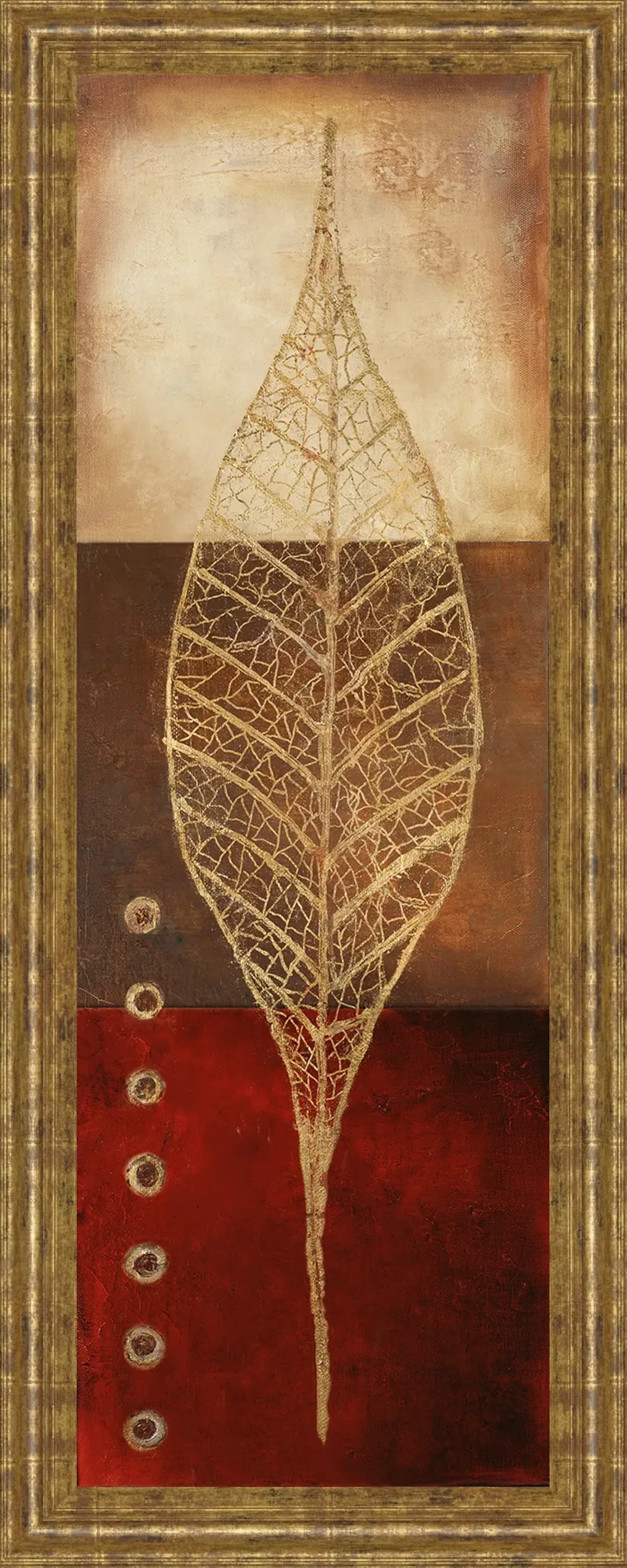 Fossil Leaves Il By Patricia Pinto - Framed Print Wall Art - Red