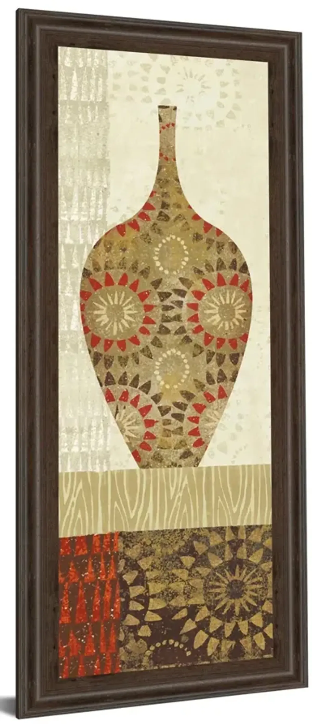 Spice Stripe Vessels Panel III By Wild Apple Portfolio - Framed Print Wall Art - Beige