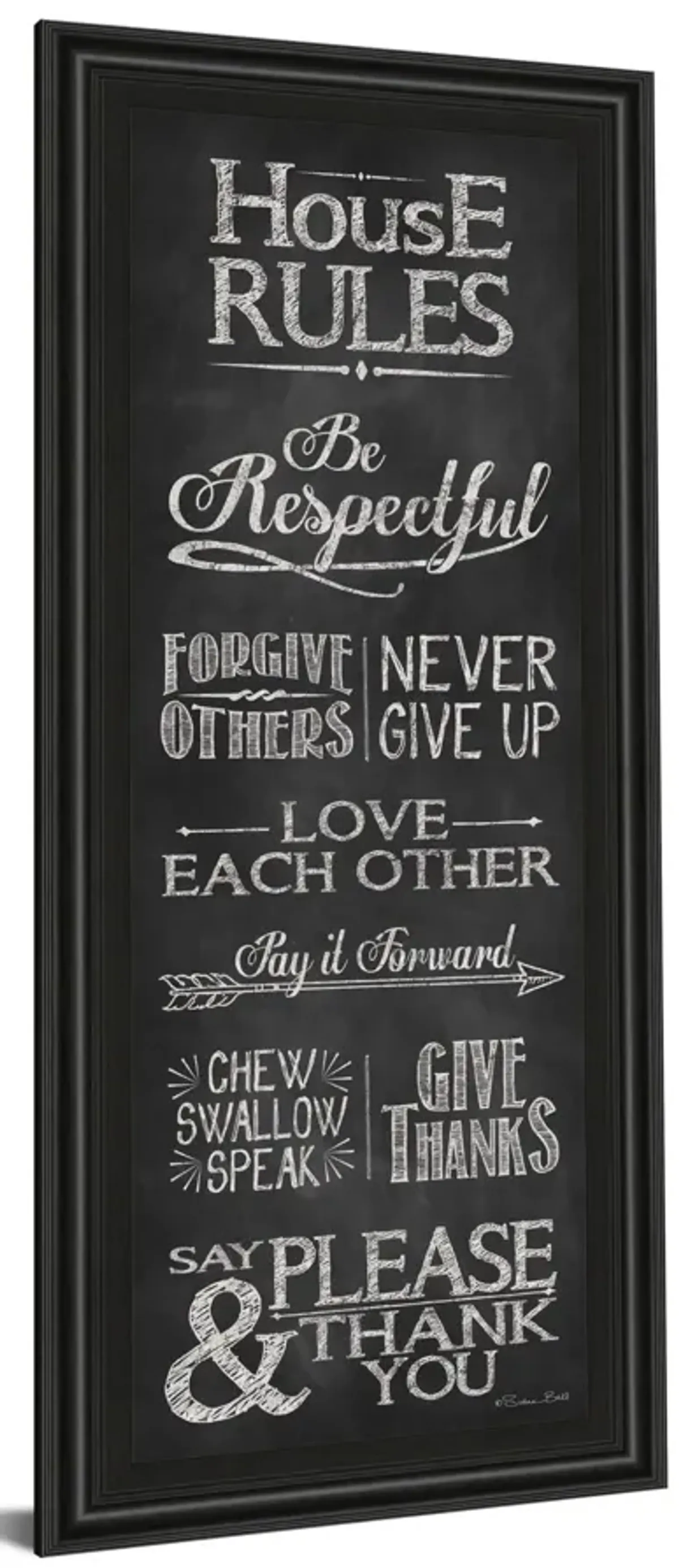 House Rules By Susan Ball - Framed Print Wall Art - Black