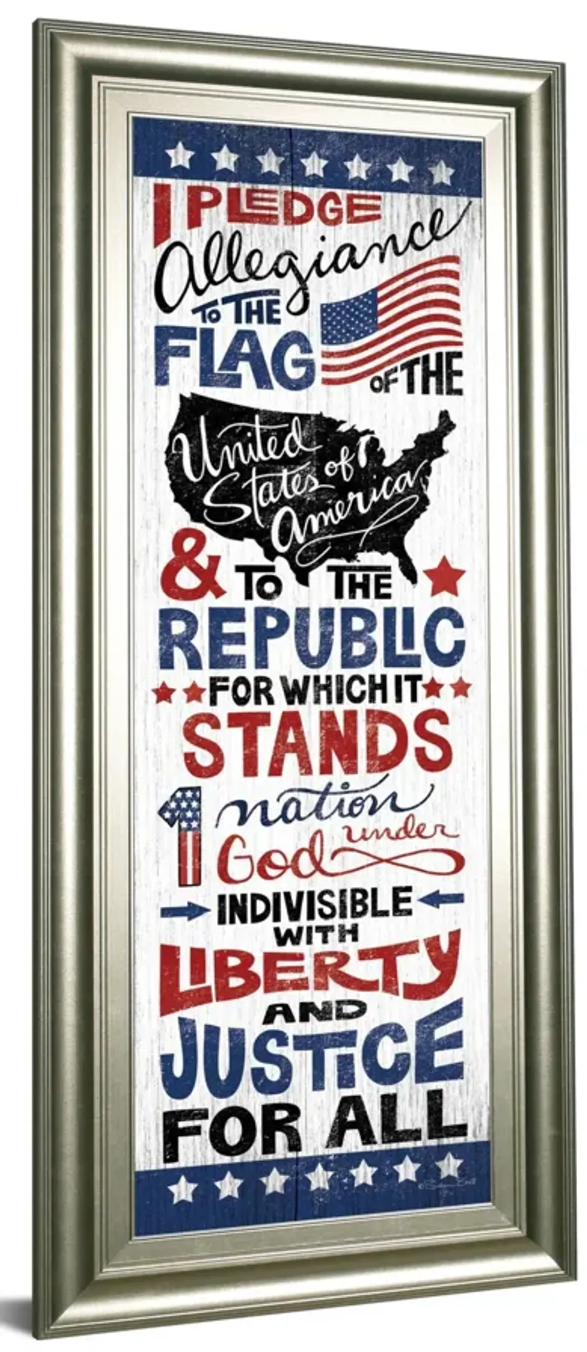 Pledge Of Allegiance By Susan Ball - Framed Print Wall Art - Blue