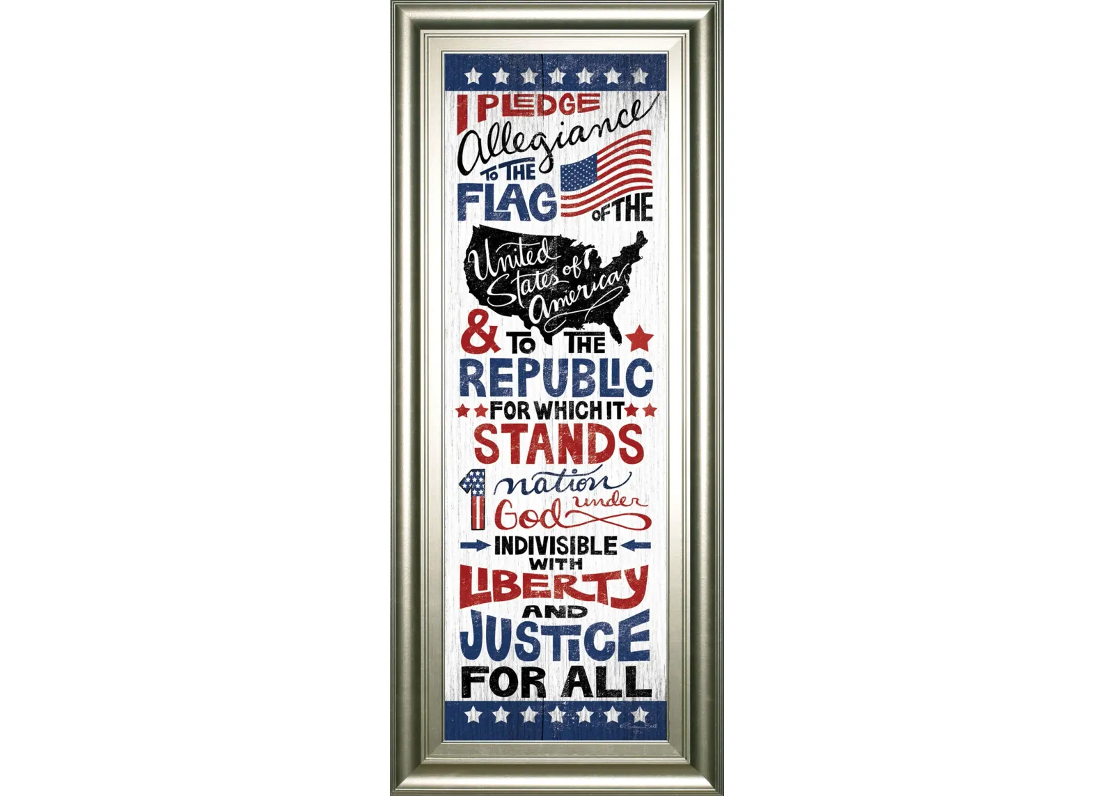 Pledge Of Allegiance By Susan Ball - Framed Print Wall Art - Blue