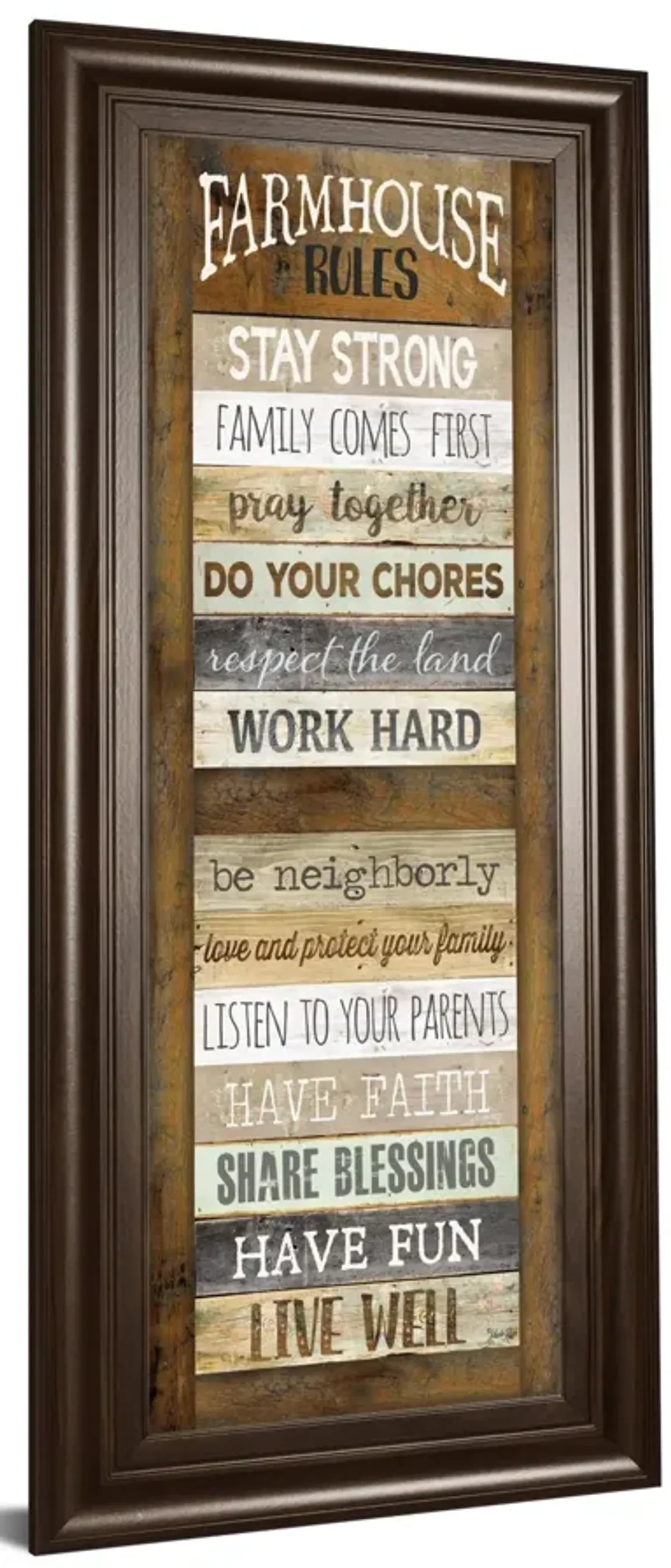 Farmhouse Rules Shutter By Marla Rae - Framed Print Wall Art - Dark Brown