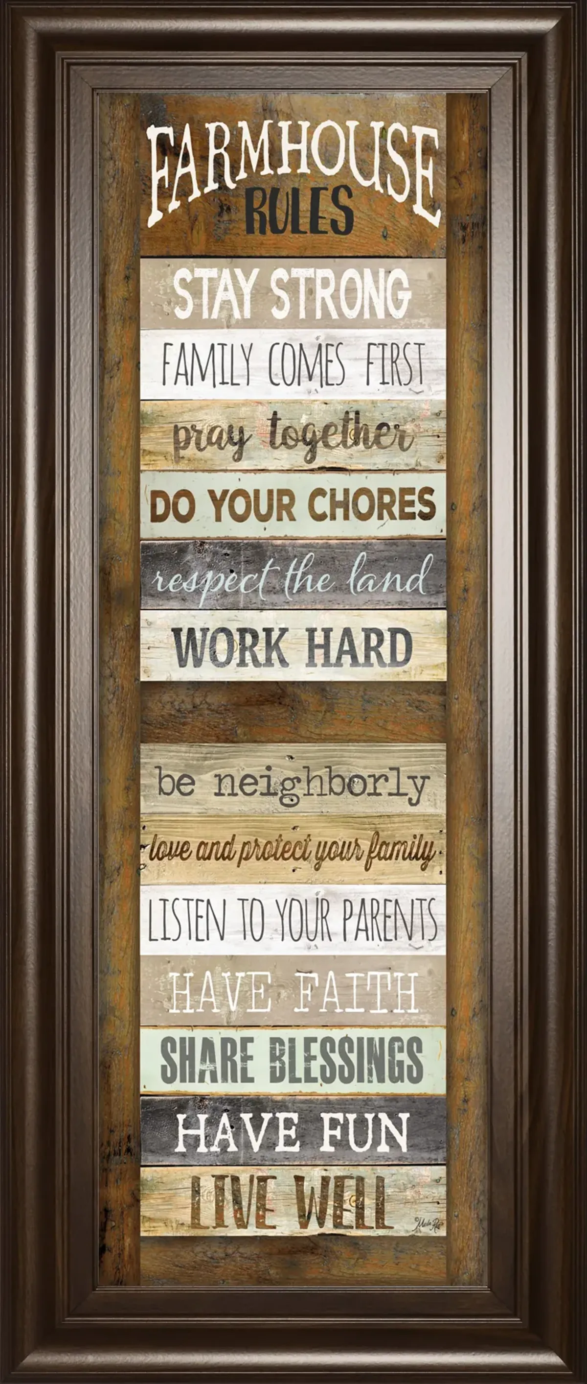 Farmhouse Rules Shutter By Marla Rae - Framed Print Wall Art - Dark Brown