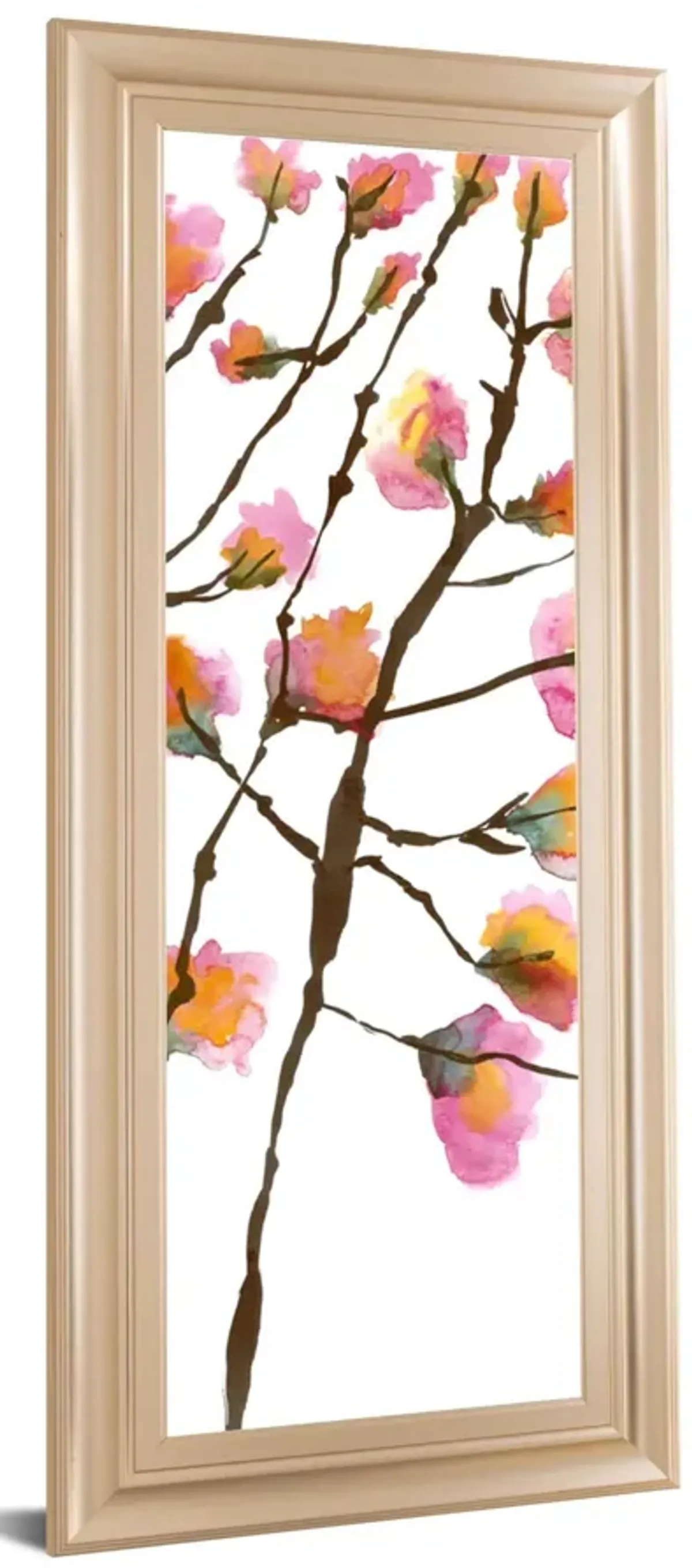 Inky Blossoms II By Deborah Velasquez - Framed Print Wall Art - Pink