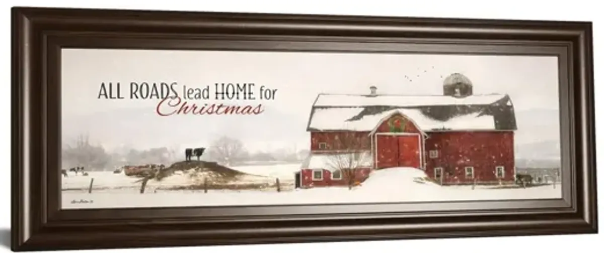 All Roads Lead Home For Christmas By Lori Deiter - Framed Print Wall Art - White