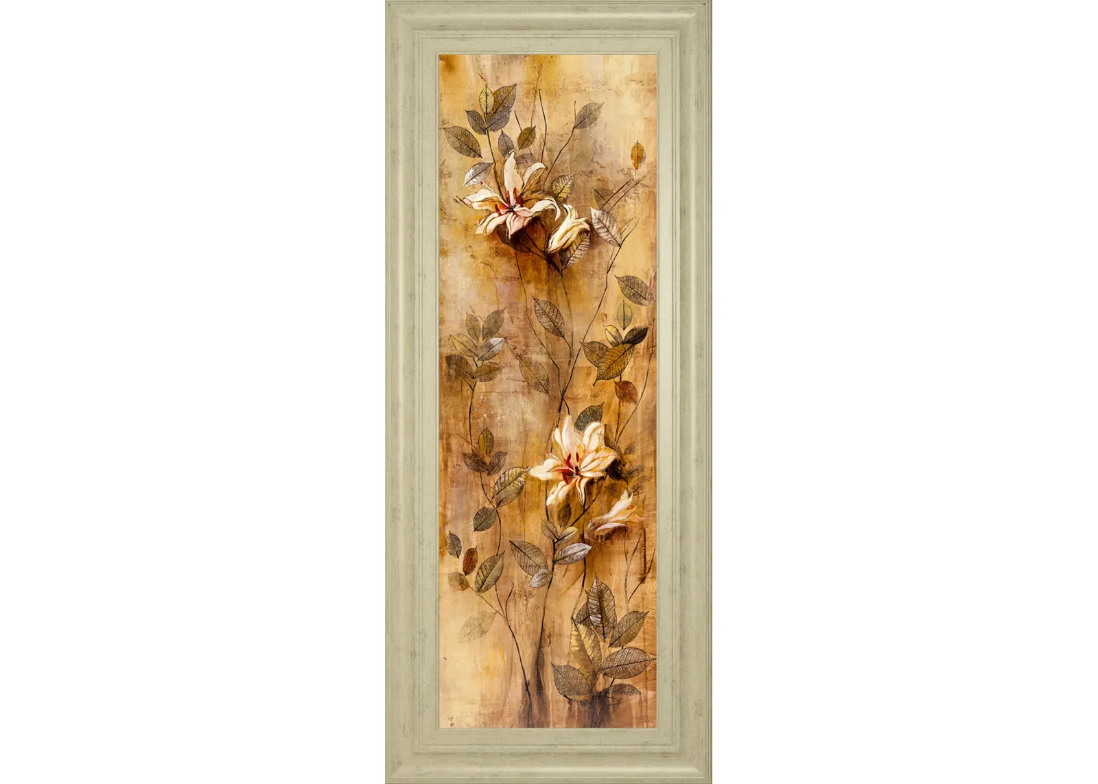 Candlelight Lilies Il By Douglas - Framed Print Wall Art - Beige