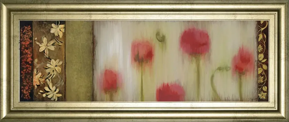 Rain Flower Il By Dysart - Framed Print Wall Art - Red