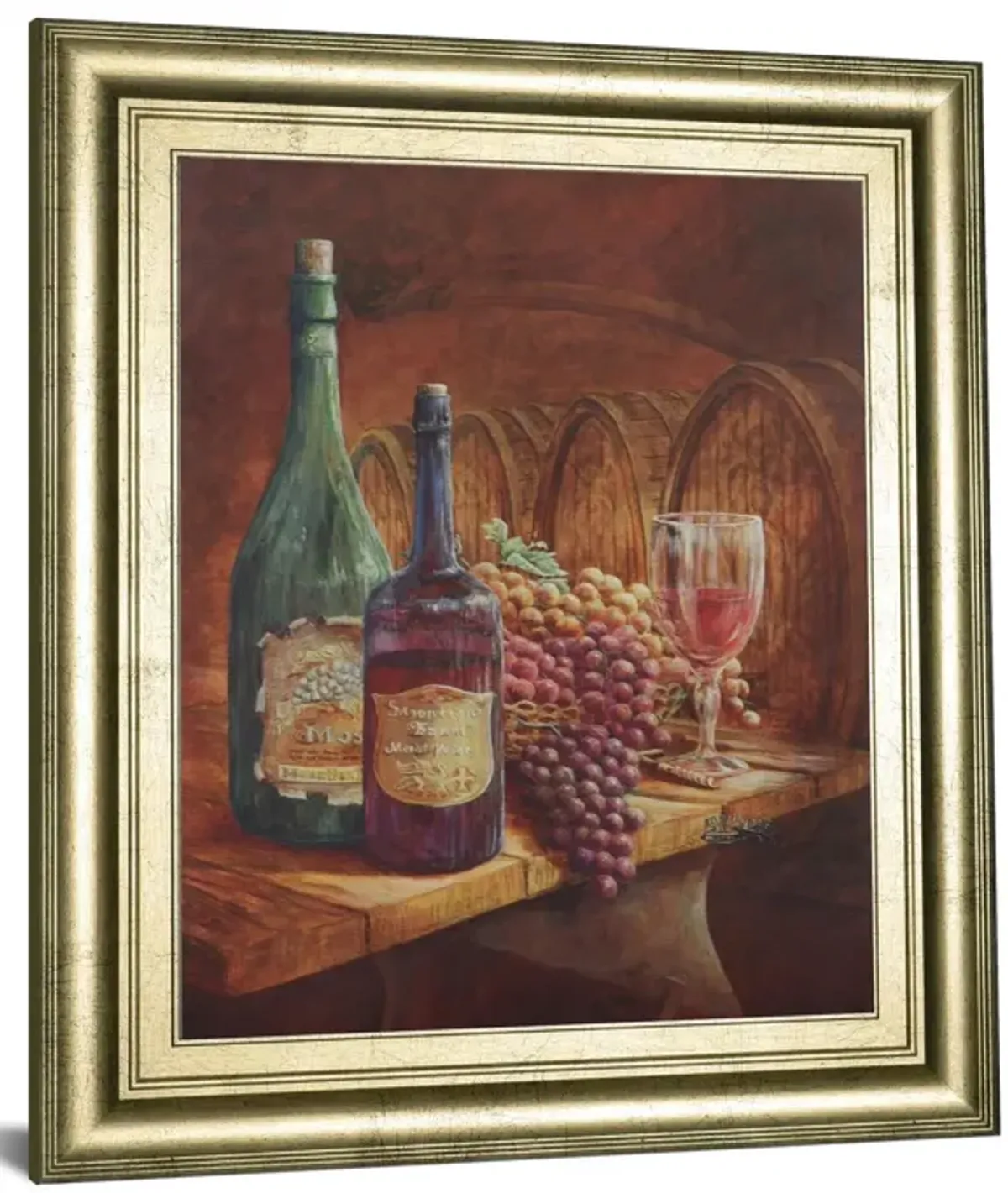 Vintage Wine IV - Framed Print Wall Art - Dark Brown