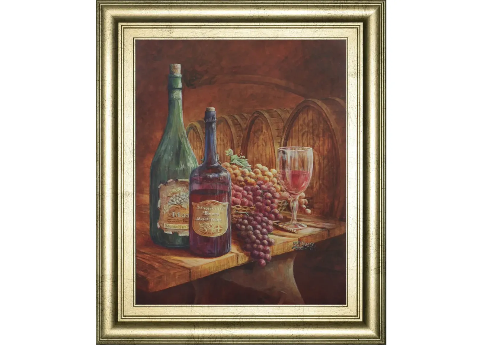 Vintage Wine IV - Framed Print Wall Art - Dark Brown