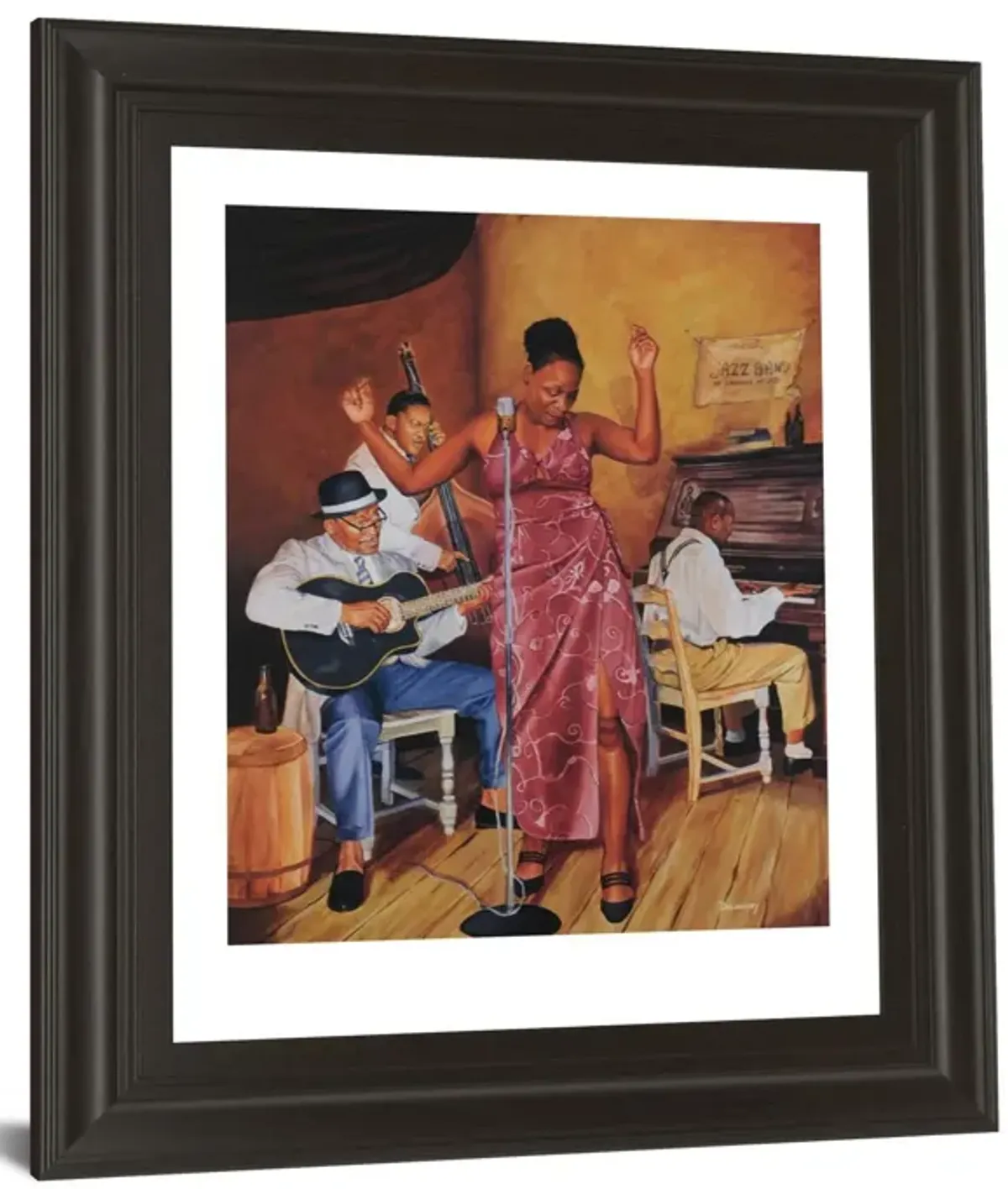 Jazz Vocals - Framed Print Wall Art - Yellow