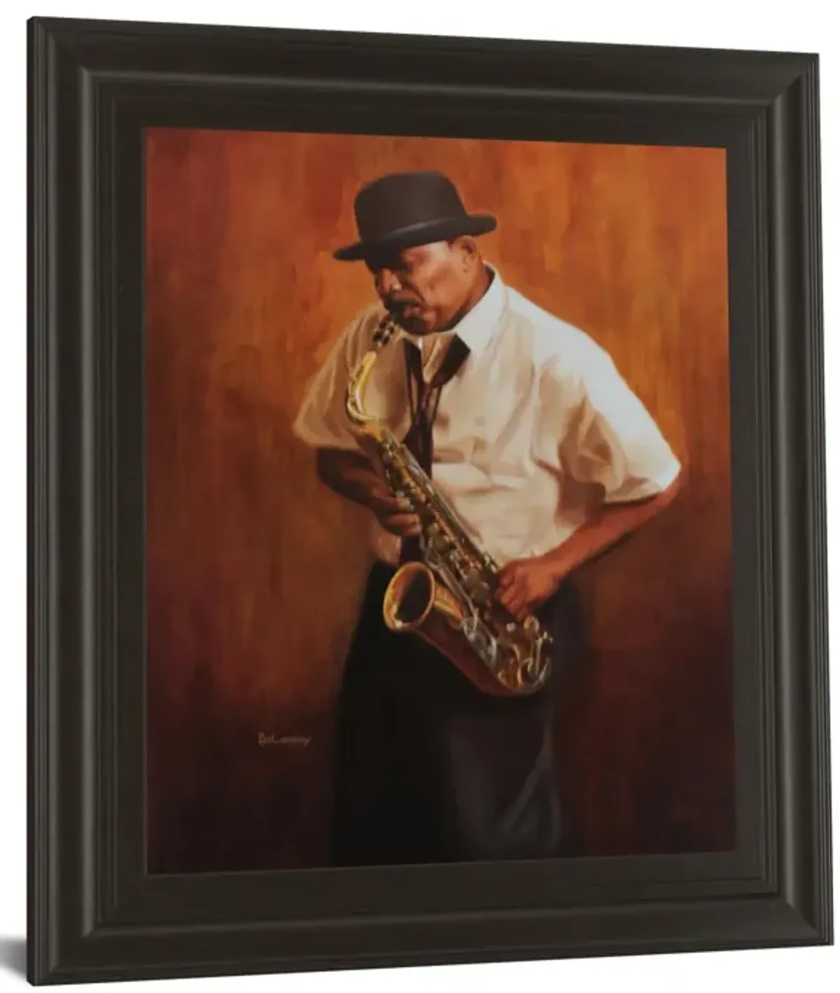 Sax Player - Framed Print Wall Art - White