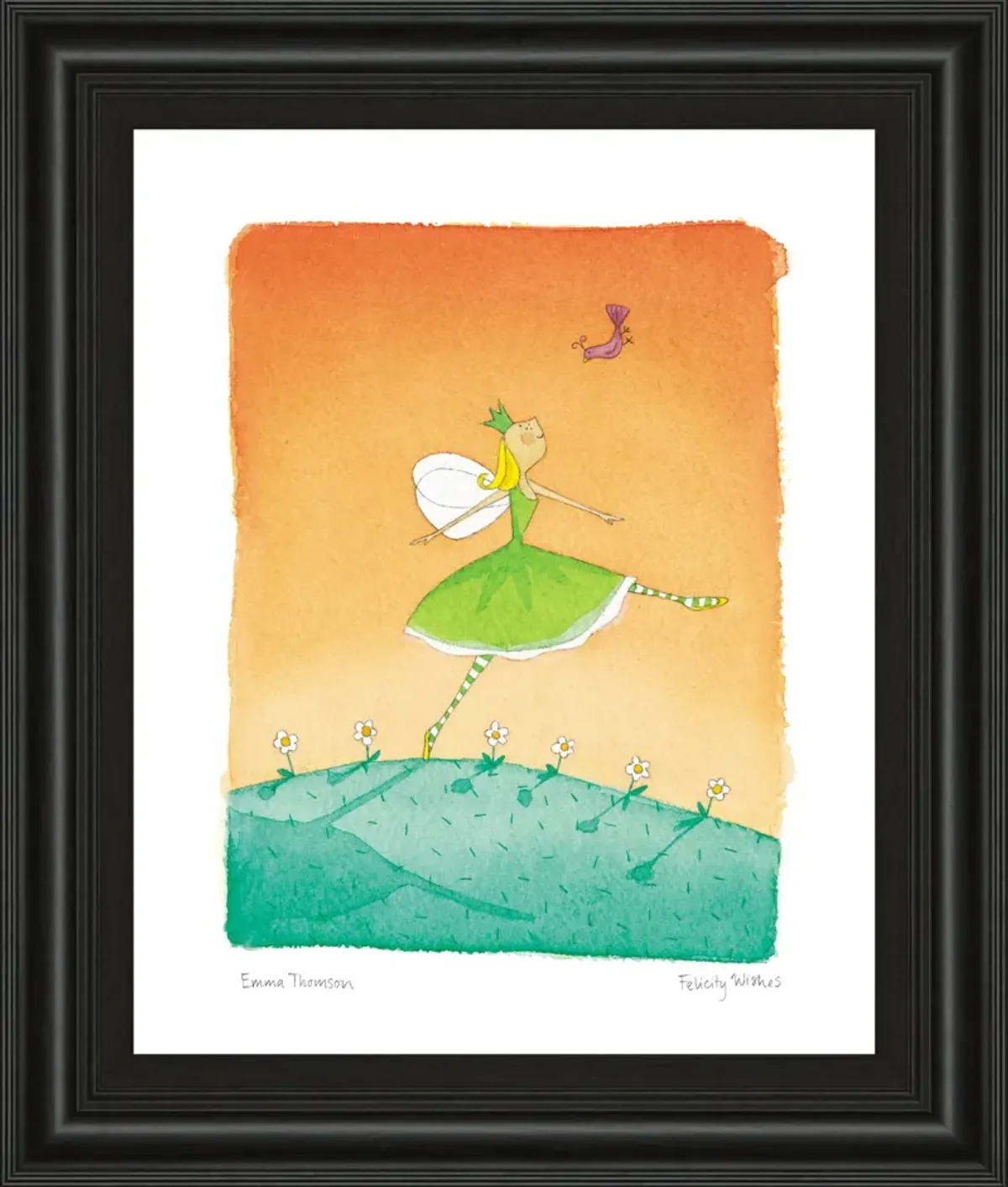 Felicity Wishes IV By Emma Thomson - Framed Print Wall Art - Orange