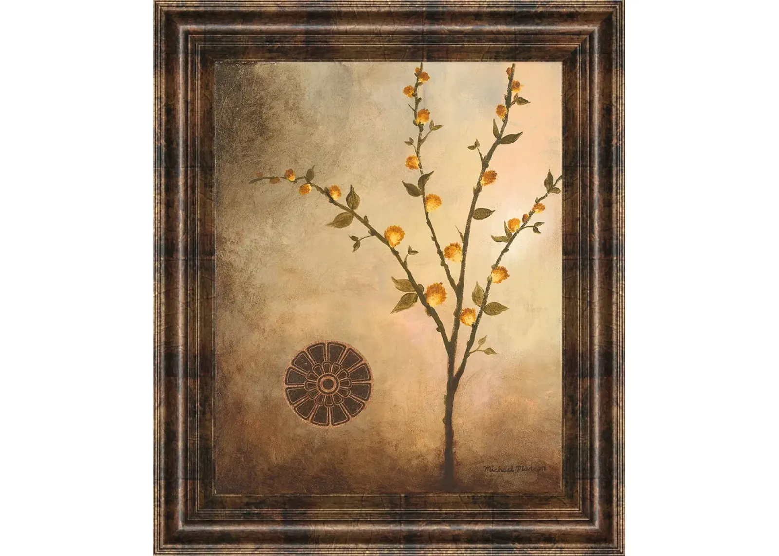 Fall Stem In The Light By Michael Marcon Framed Print Wall Art - Beige