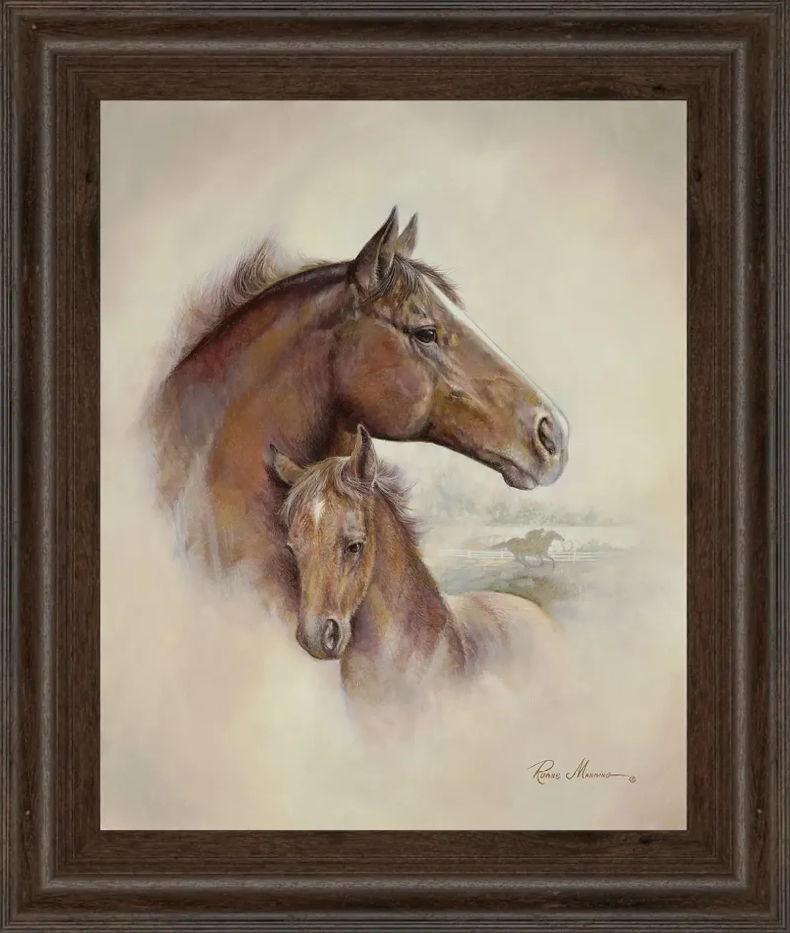 Race Horse Il By Ruane Manning - Framed Print Wall Art - Dark Brown