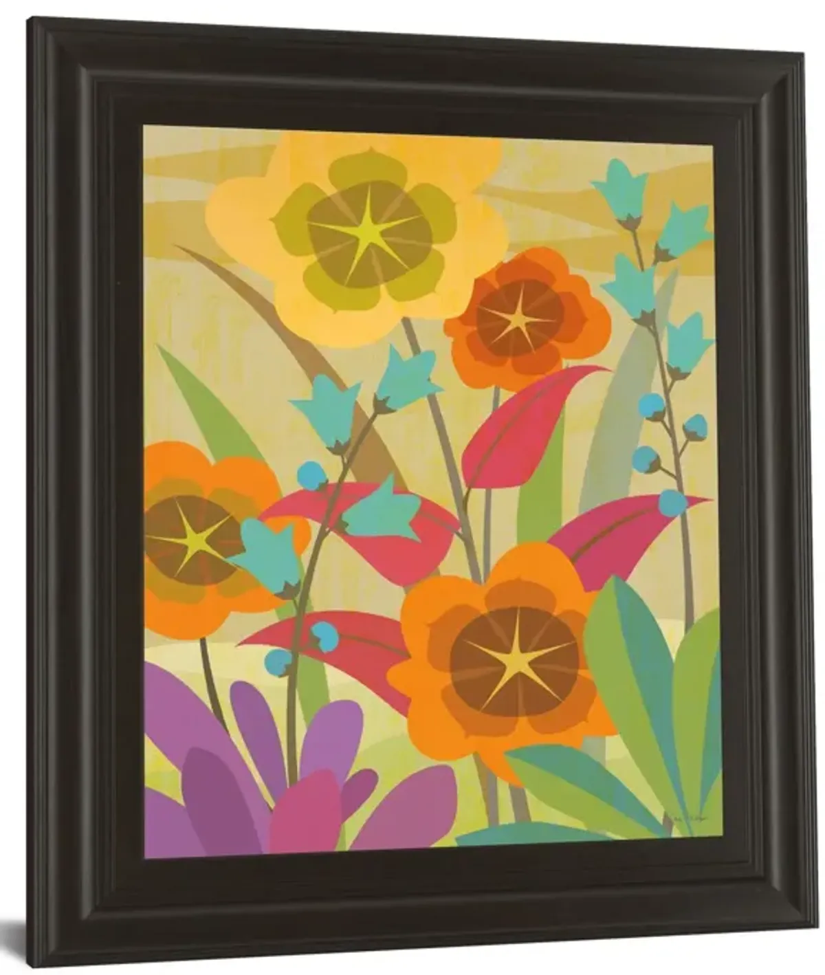 Flowerbed By Cary Phillips - Framed Print Wall Art - Orange