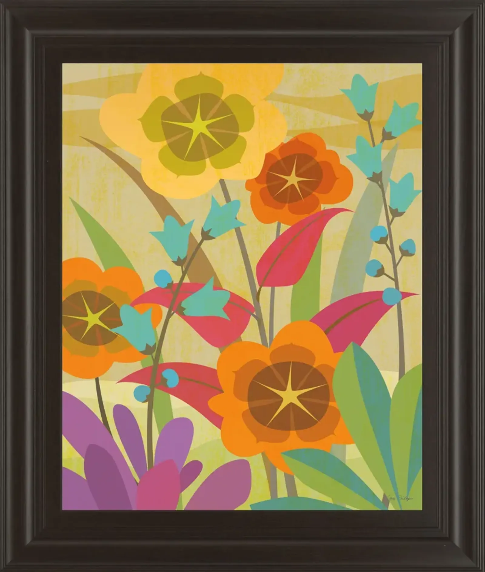 Flowerbed By Cary Phillips - Framed Print Wall Art - Orange