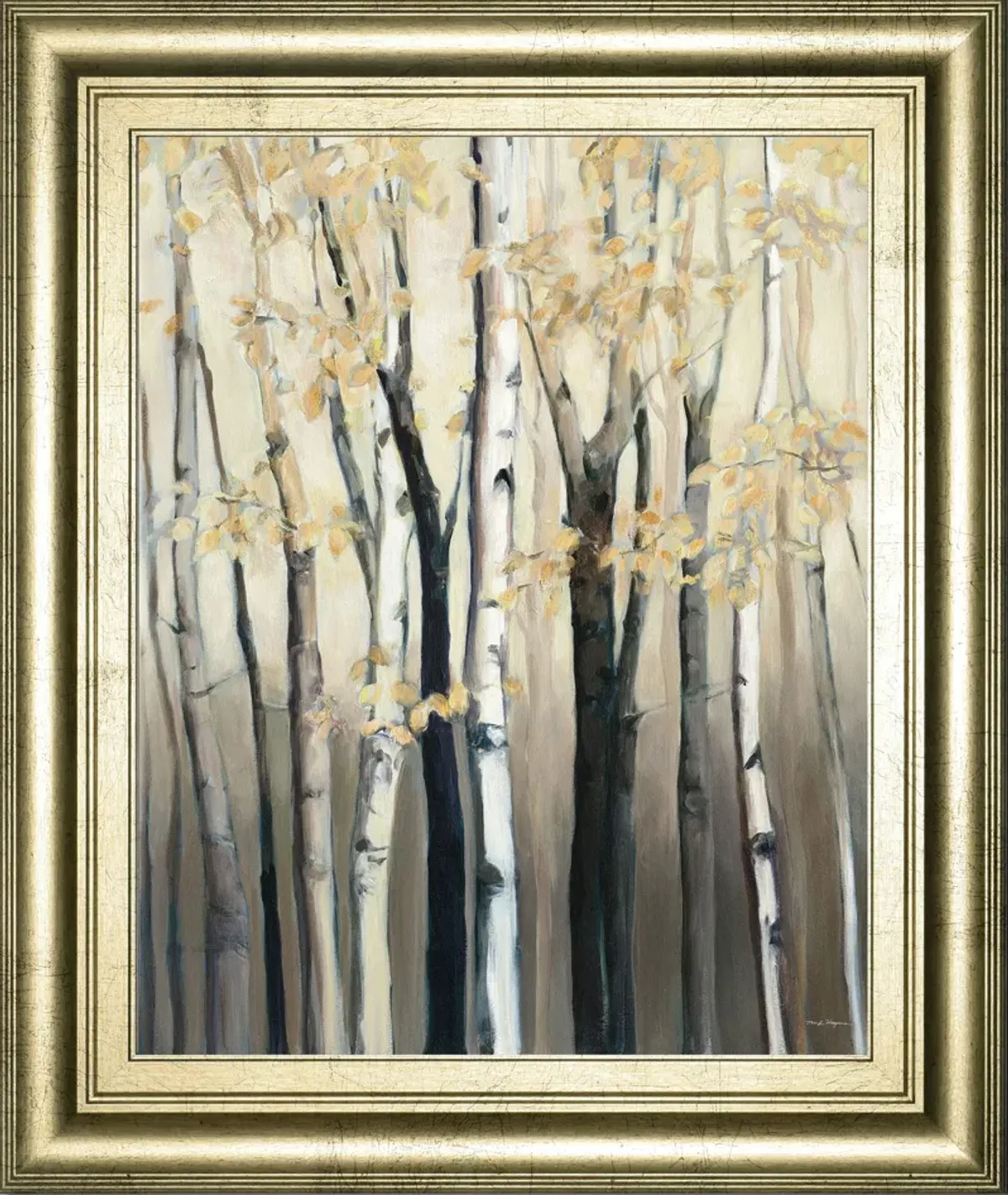 Golden Birch I By Julia Purinton - Framed Print Wall Art - Dark Gray