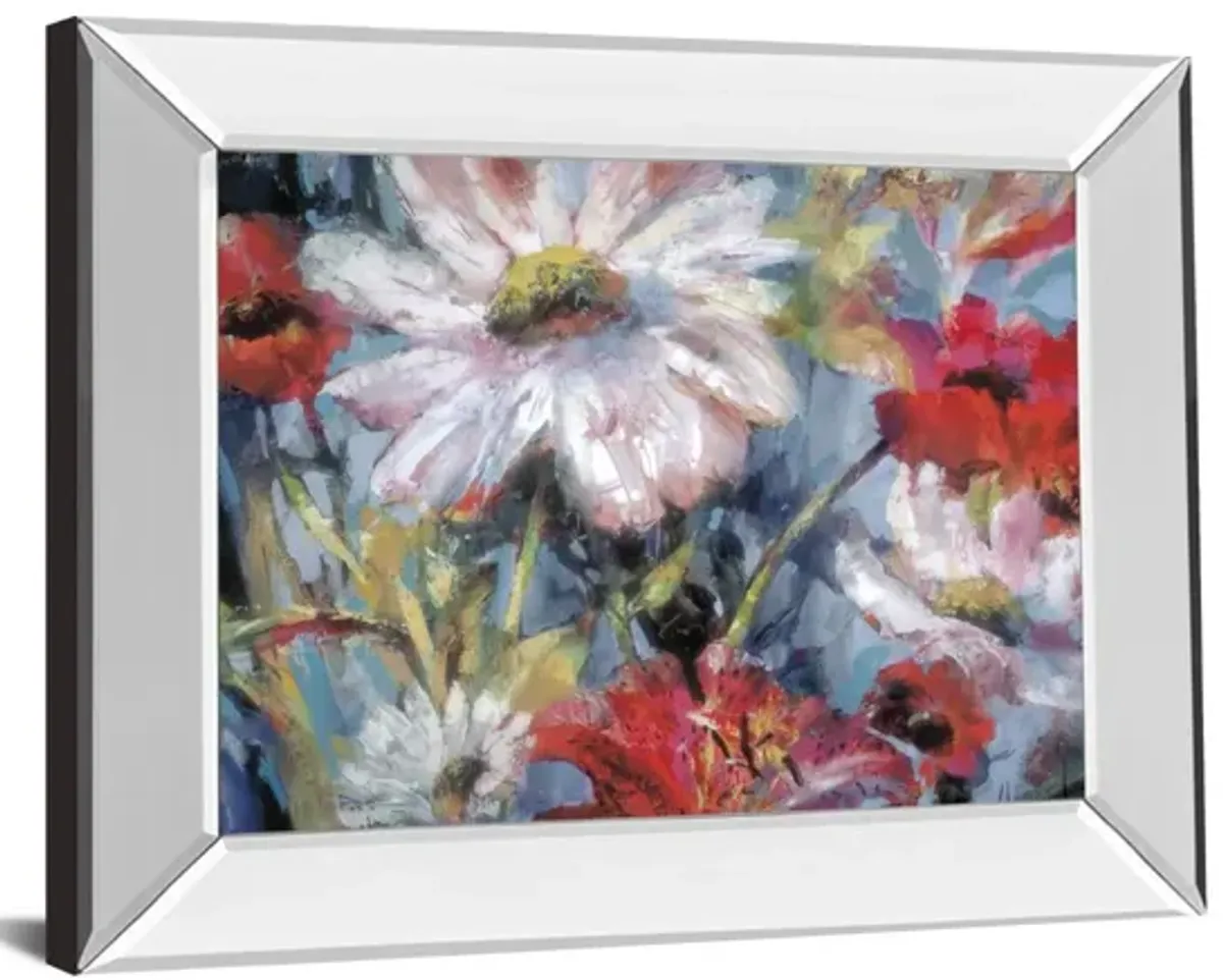 Tangled Garden I By Brent Heighton - Mirror Framed Print Wall Art - Blue