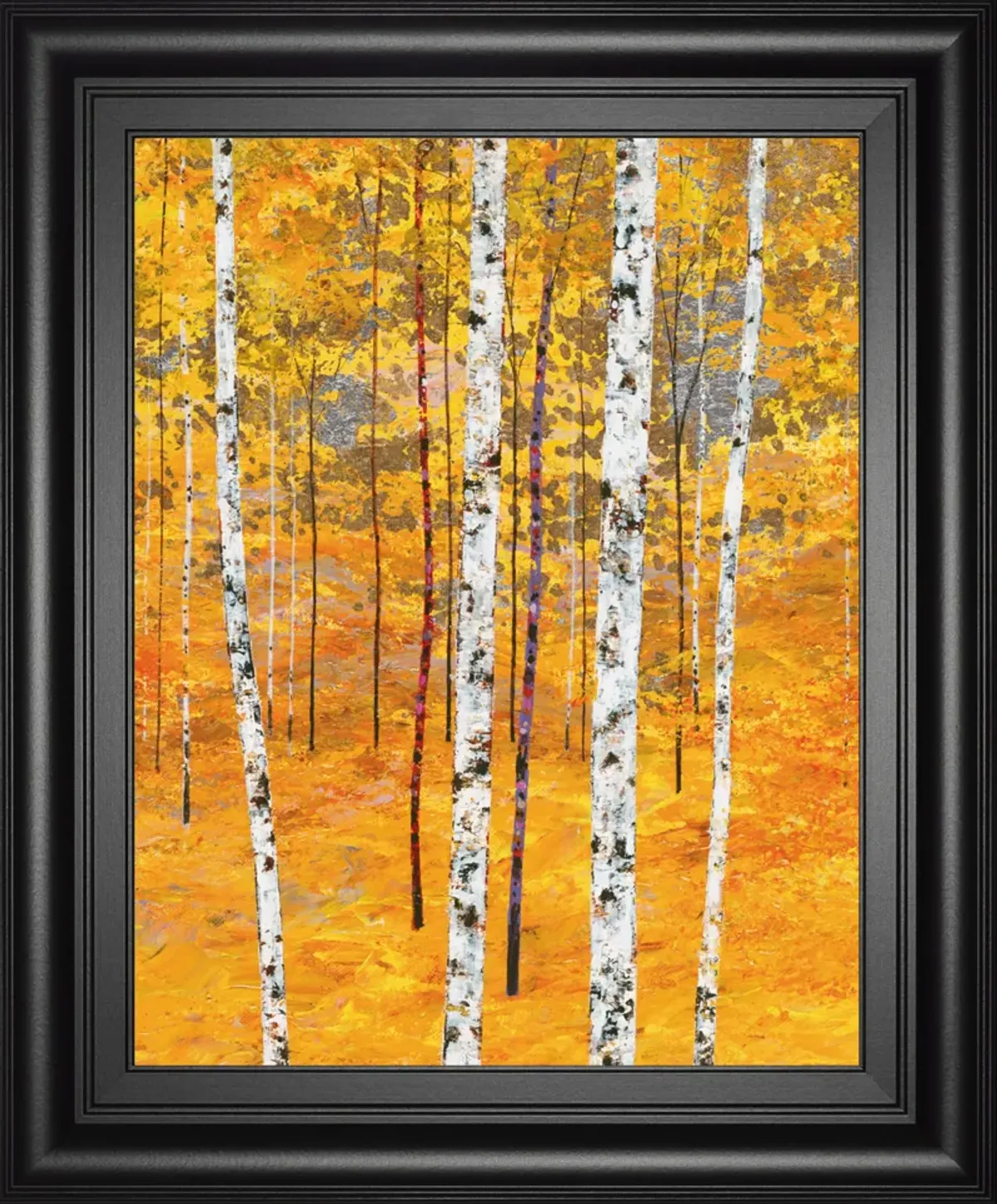 Iridescent Trees IV By Alex Jawdokimov - Framed Print Wall Art - Yellow