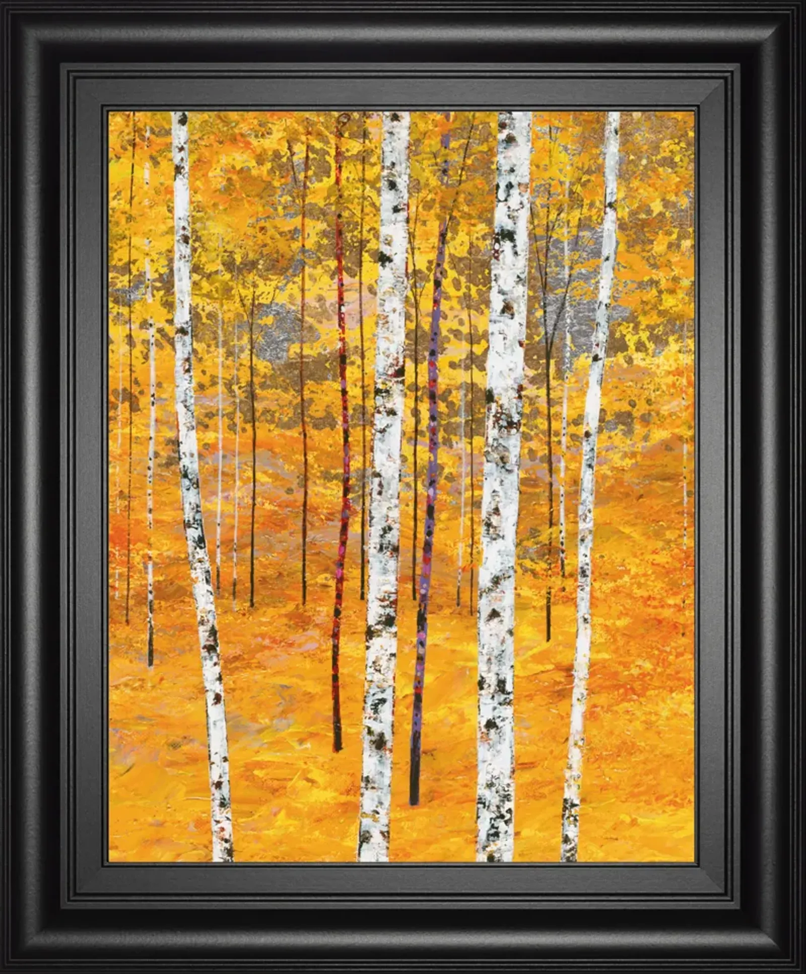 Iridescent Trees IV By Alex Jawdokimov - Framed Print Wall Art - Yellow