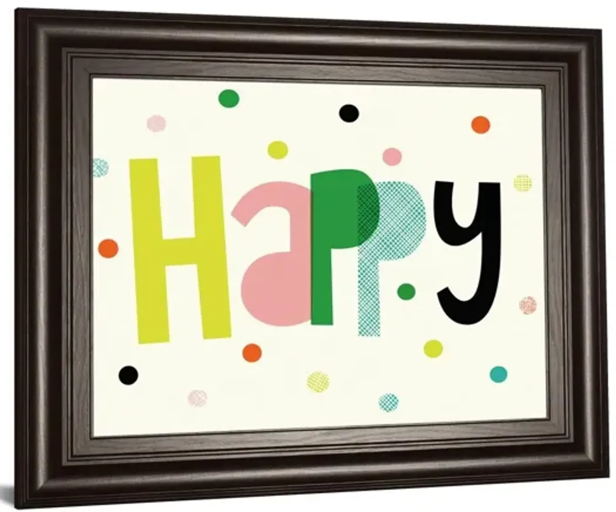 Happy By Sophie Ledesma - Framed Print Wall Art - White