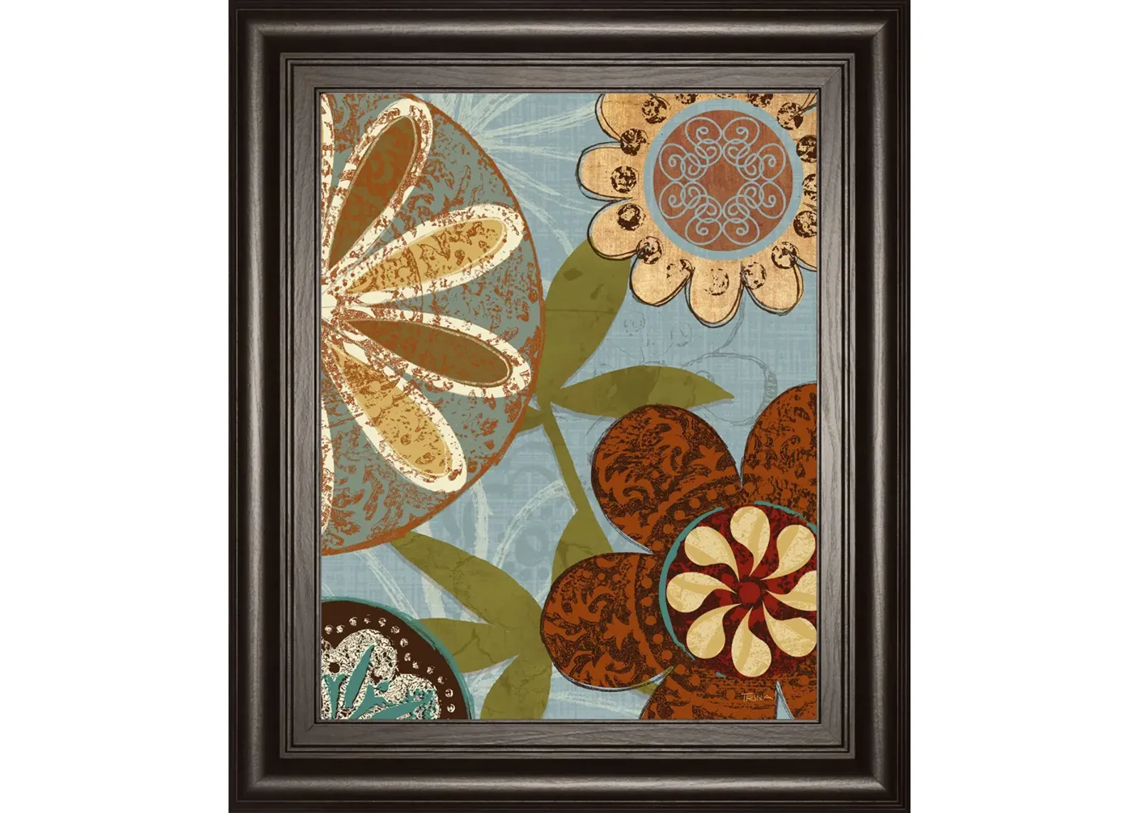 Persian Garden Il By Katrina Craven - Framed Print Wall Art - Blue