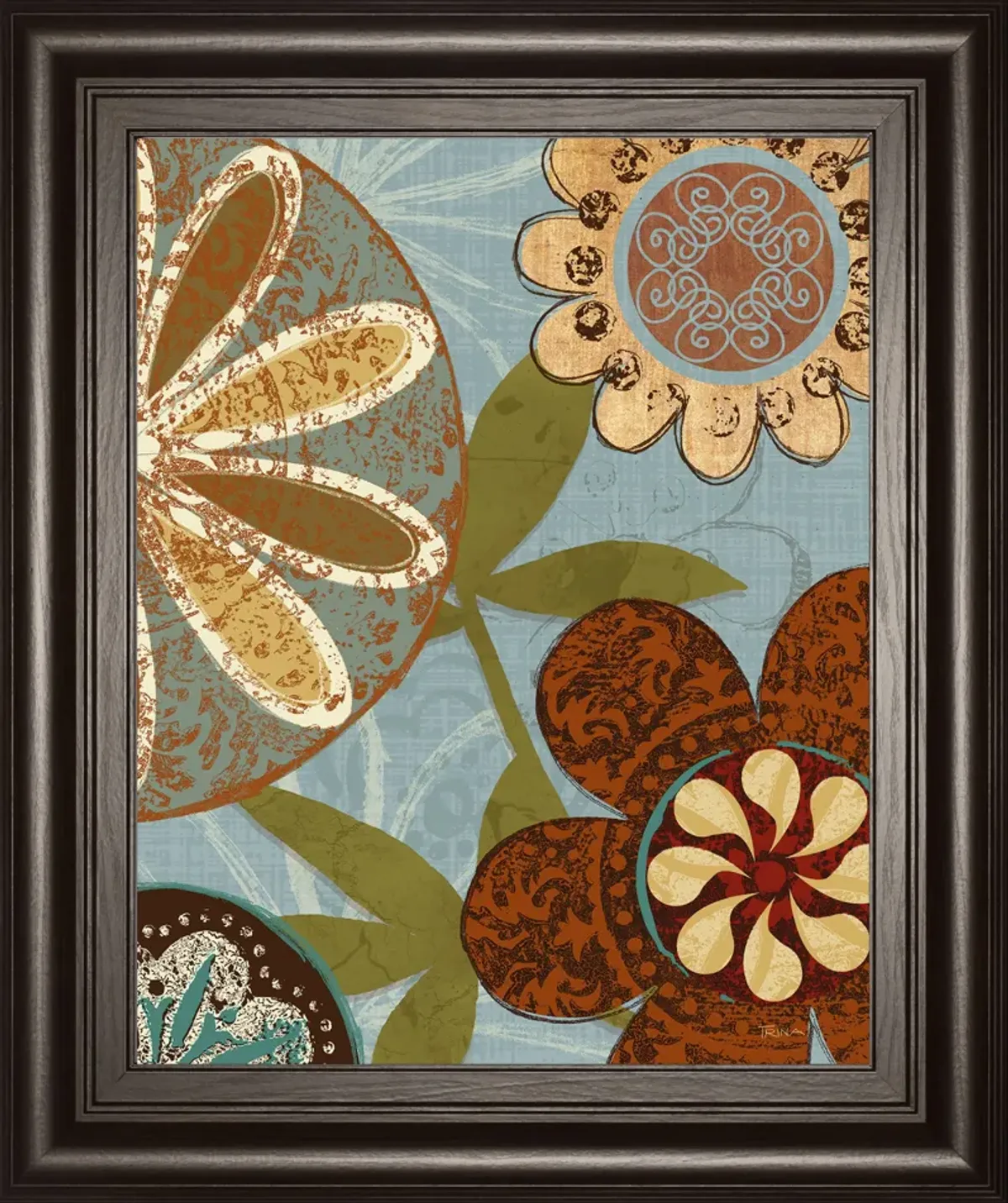 Persian Garden Il By Katrina Craven - Framed Print Wall Art - Blue