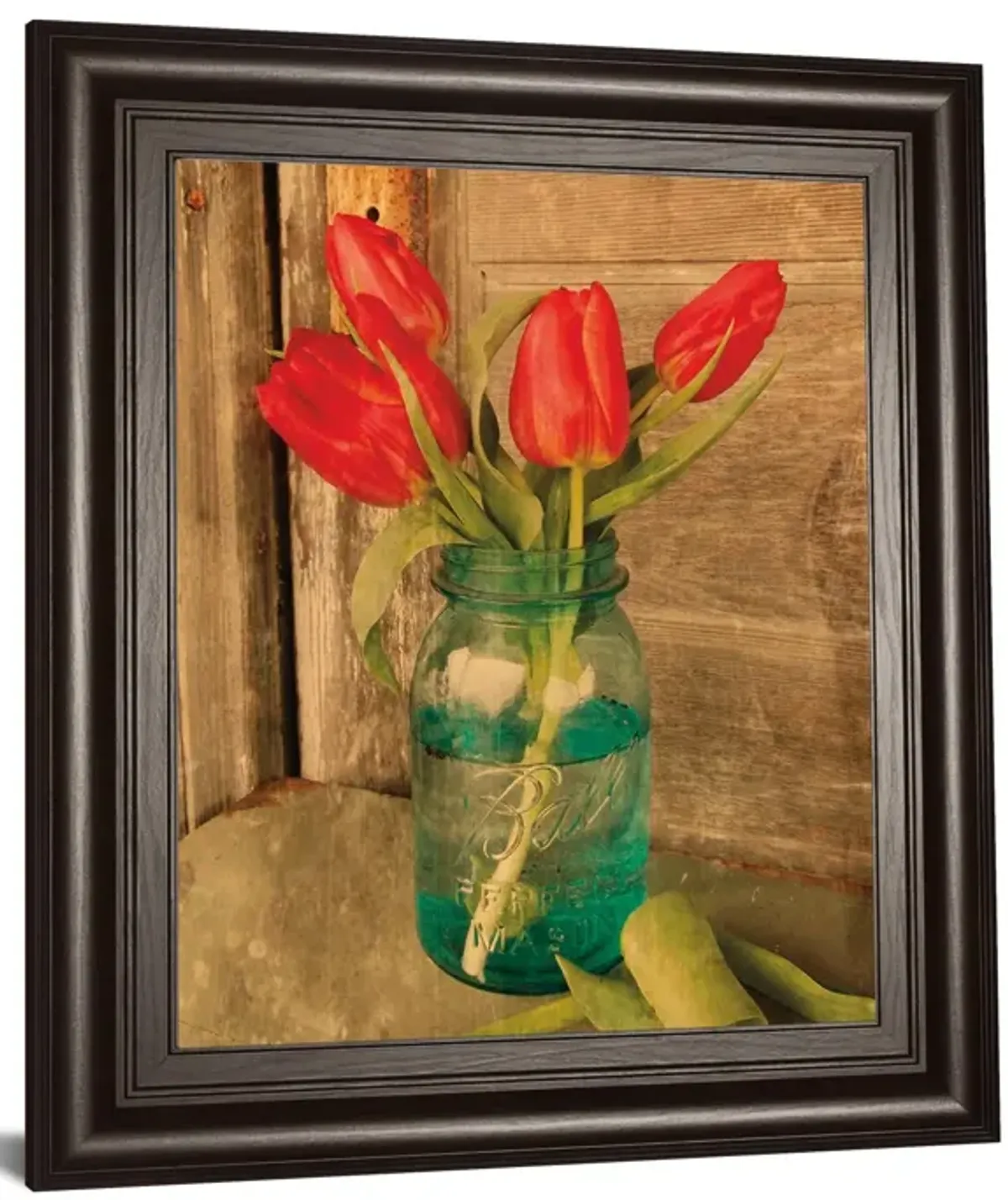 Country Tulips By Anthony Smith - Framed Print Wall Art - Red