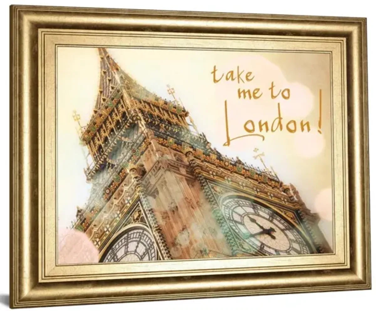 Take Me To London By Emily Navas - Framed Print Wall Art - Beige