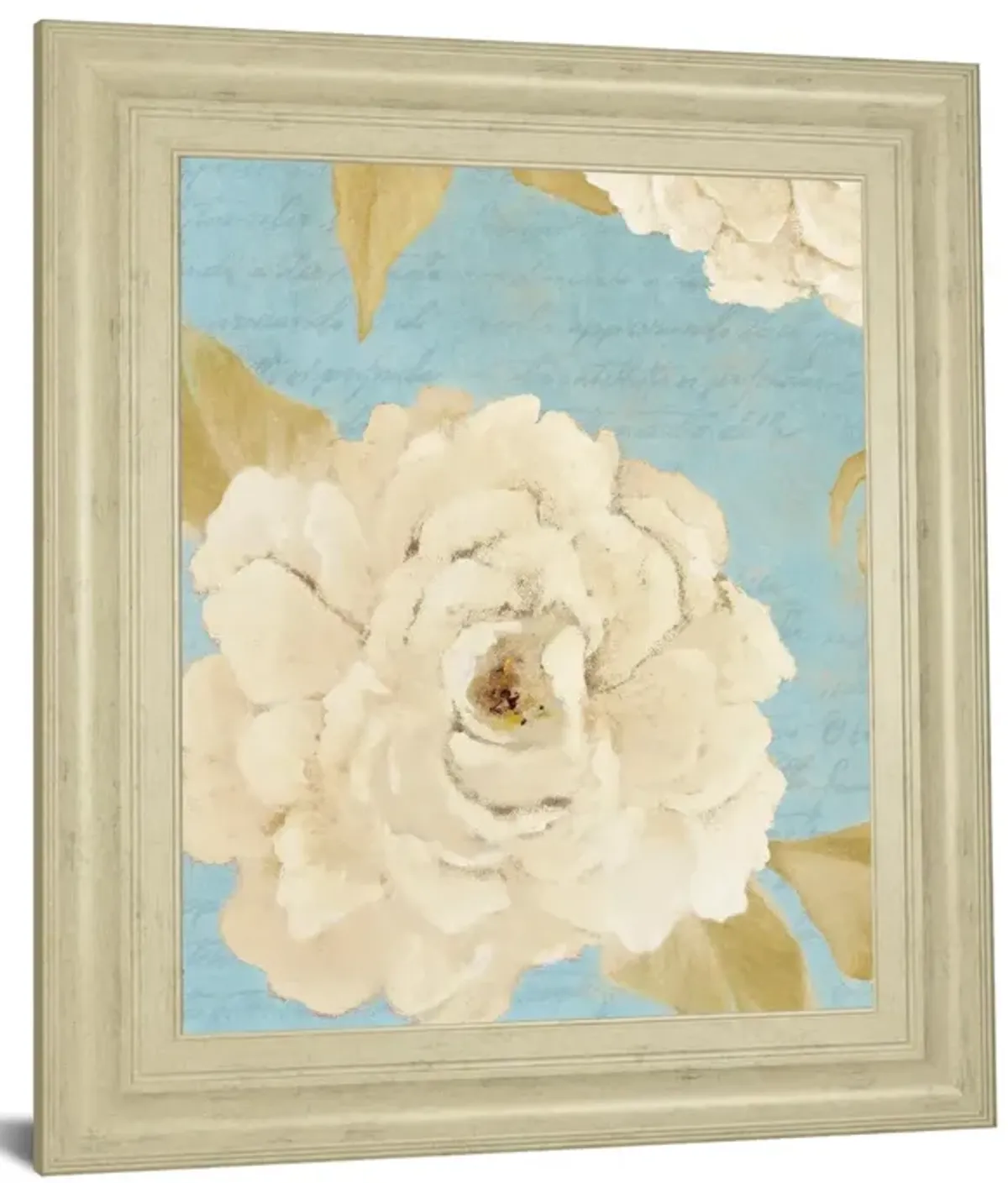 Scripted Poetic Peonies Il By Lanie Loreth - Framed Print Wall Art - Blue