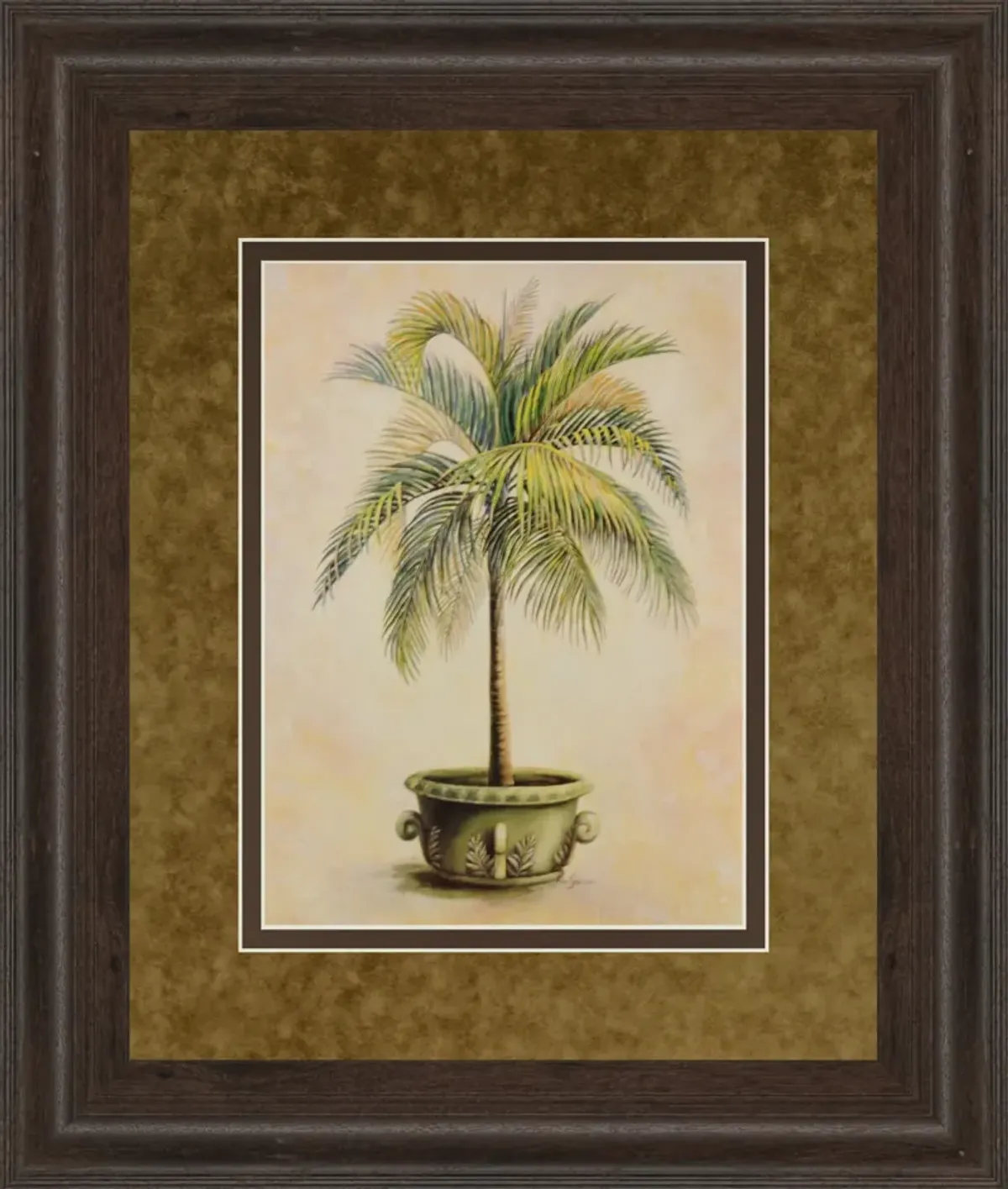 Potted Palm Il - Framed Print Wall Art - Green