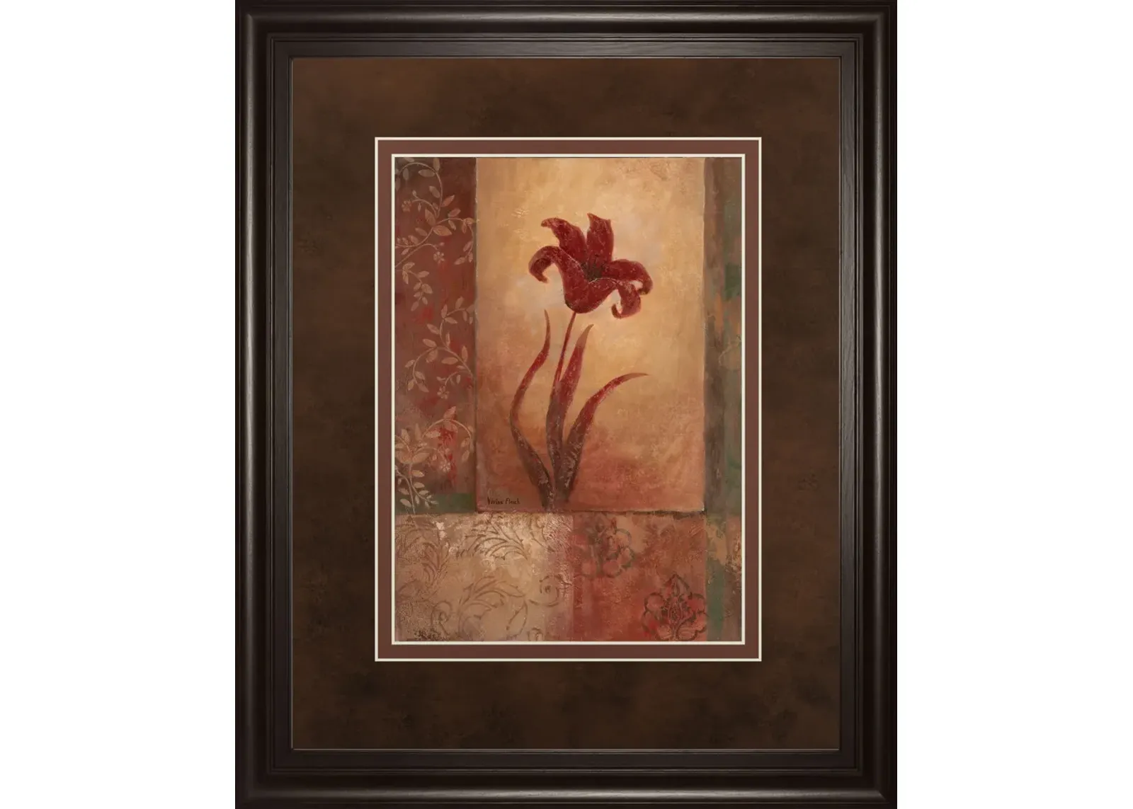 Lily Silhouette By Vivian Flasch - Framed Print Wall Art - Red